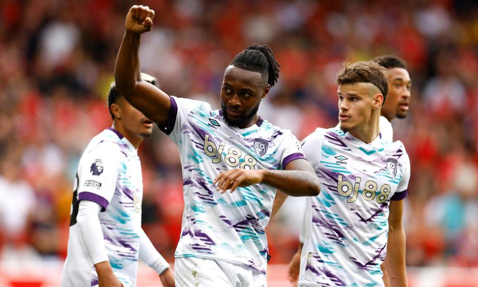 <span>Antoine Semenyo celebrates his late equaliser for Bournemouth.</span><span>Photograph: Peter Cziborra/Action Images/Reuters</span>