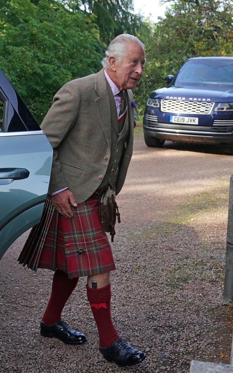 Charles arriving at church near Balmoral