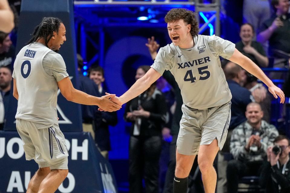 Xavier guard Brad Colbert (45) earned a scholarship for his final season of eligibility.