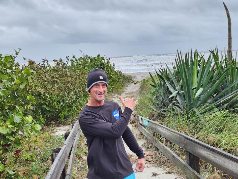 Tom "Tom-Tom" Bradford was checking out the surf Thursday morning in Cape Canaveral.