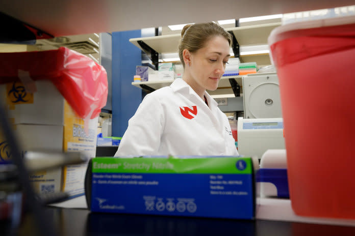 <p>Dr. M. Jana Broadhurst at the University of Nebraska Medical Center on March 25. Photographed by Kent Sievers.&nbsp;</p>