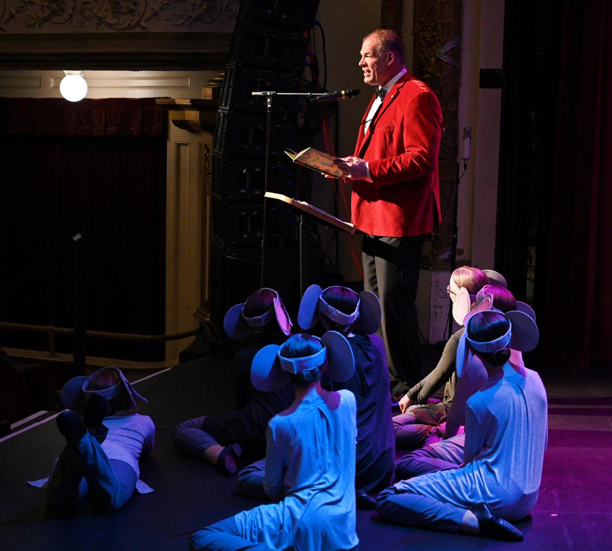 Knox County Mayor Glenn Jacobs reads the story of Edward the Elephant at the 2023 Read City kickoff, “All Together Now,” presented by the Knox County Library at the Historic Bijou Theater on Jan. 24.