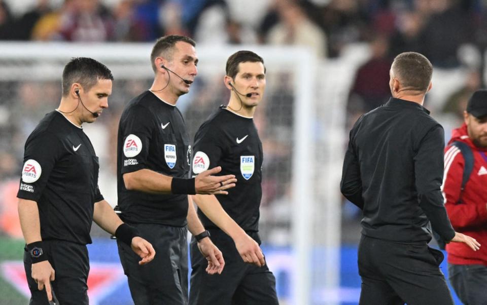 Bournemouth manager Gary O’Neil was booked for his protests following the opener (AFP via Getty Images)