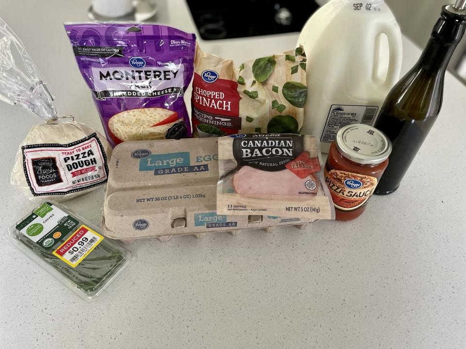 Ingredients for breakfast pizza