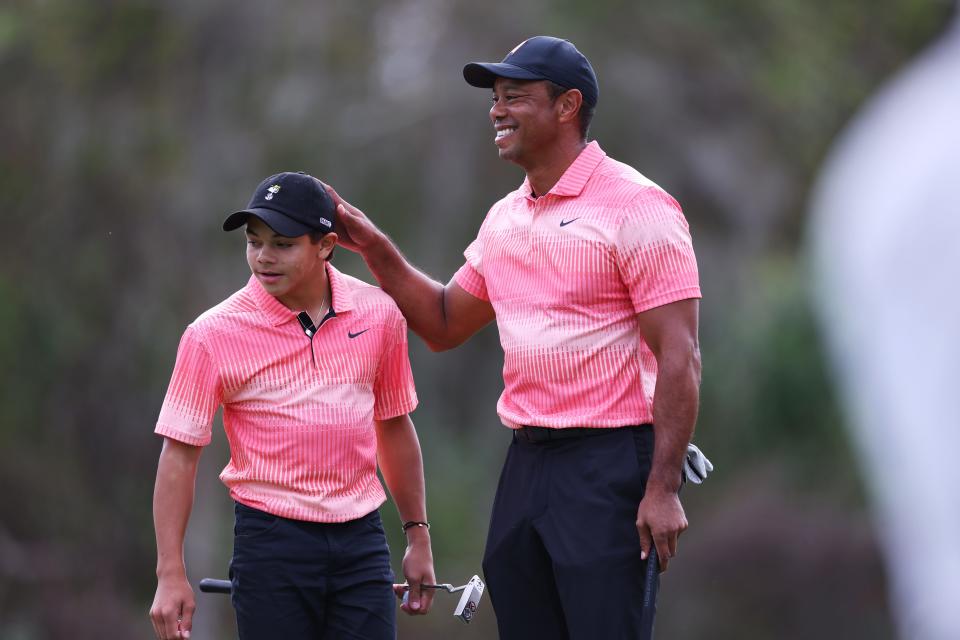 Tiger Woods and Charlie Woods at the 2022 PNC Championship.