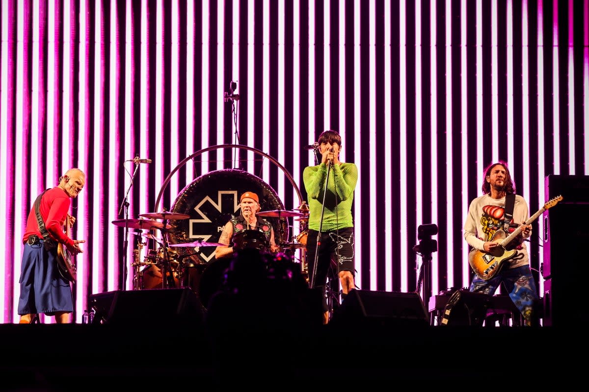 Red Hot Chili Peppers performs live on stage during the Nos Alive Festival in Oeiras, Portugal, 06 July 2023. (EPA)