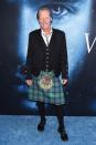 <p>Glen honored his Scottish roots in a traditional kilt. (Photo: Rex) </p>