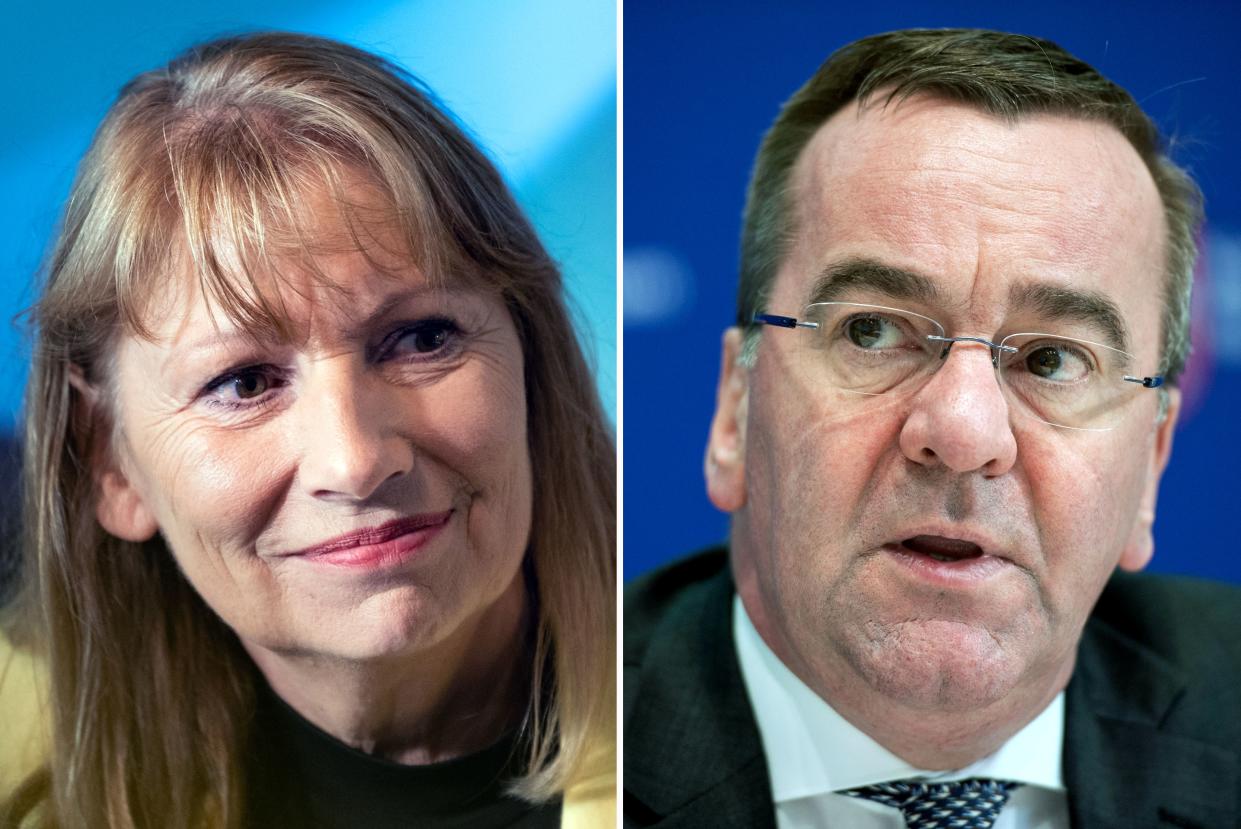 (COMBO) - This combination created on August 16, 2019 of file pictures shows Saxony's Integration Minister Petra Koepping (L, May 8, 2019 in Chemnitz) and Lower Saxony's Interior Minister Boris Pistorius (March 25, 2019 in Hanover). - According to a report of German news magazine "Der Spiegel" from August 16, 2019, Koepping and Pistorius together will stand as candidates for the leadership of their party. The centre-left Social Democratic Party (SPD) is scrambling for a new leader after Andrea Nahles was quitting in June 2019 her party's top jobs following an European election drubbing. (Photo by Robert Michael and Christophe GATEAU / dpa / AFP) / Germany OUT        (Photo credit should read ROBERT MICHAEL,CHRISTOPHE GATEAU/AFP/Getty Images)