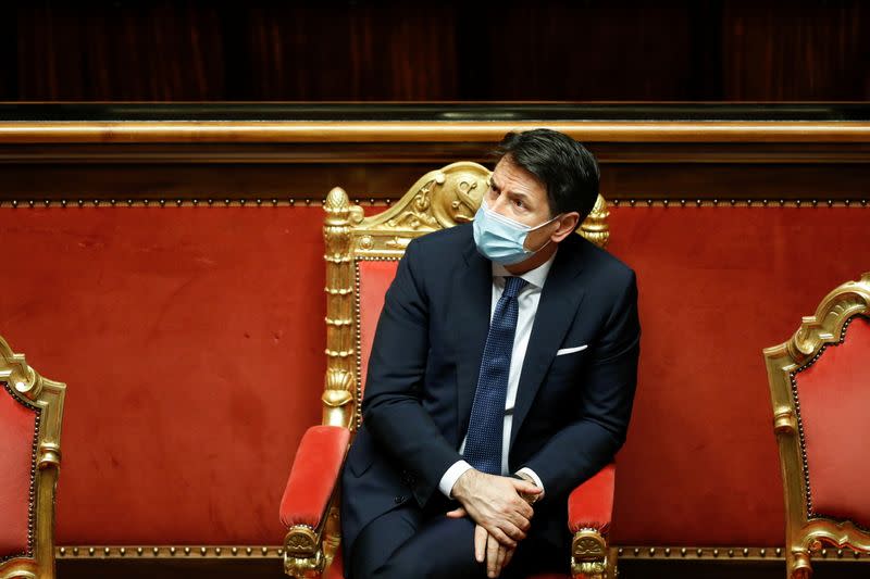 Italian PM Conte faces a confidence vote at the upper house of parliament, in Rome