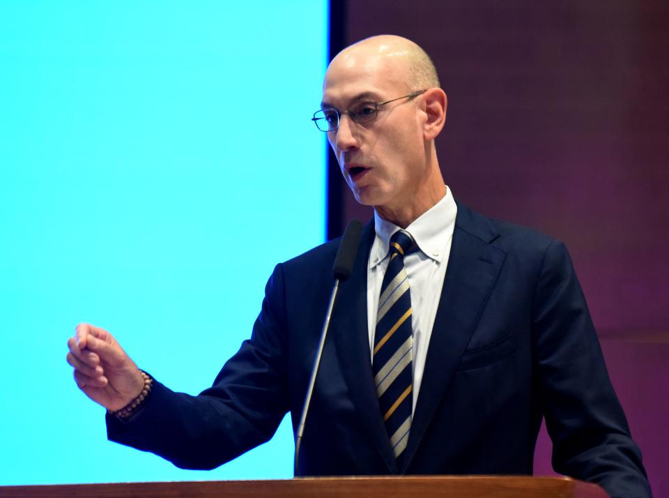 Adam Silver talked Thursday about the NBA's plan in the aftermath of its suspended season. (File photo Seyllou/AFP via Getty Images)