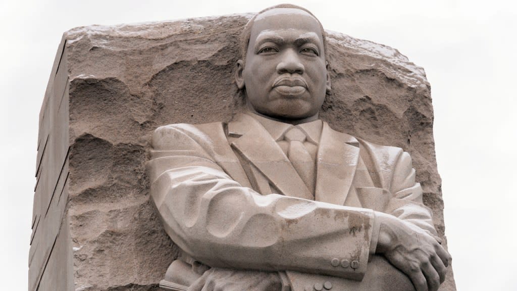 The Martin Luther King Jr. Memorial is seen during the annual Martin Luther King, Jr. Wreath Laying Ceremony in Washington on Monday. (Photo: Jose Luis Magana/AP)