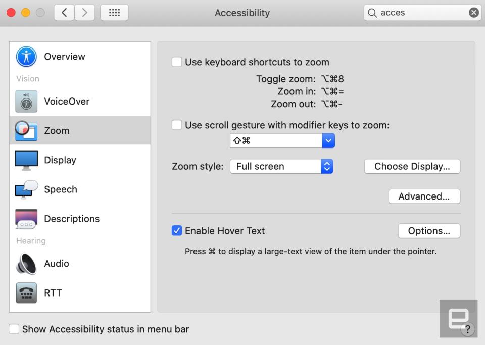 Accessibility in macOS Catalina