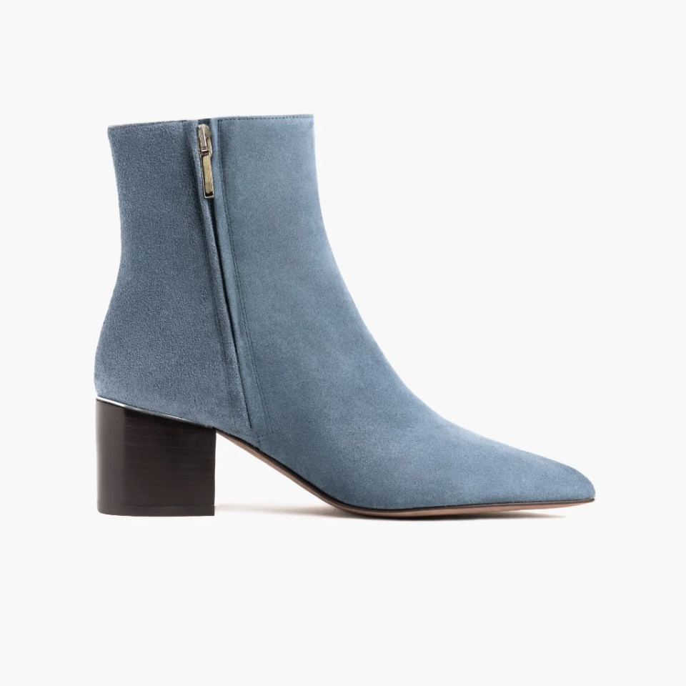 Thursday Boot Company Luna boots, blue suede ankle boots, heeled ankle boots, shoes