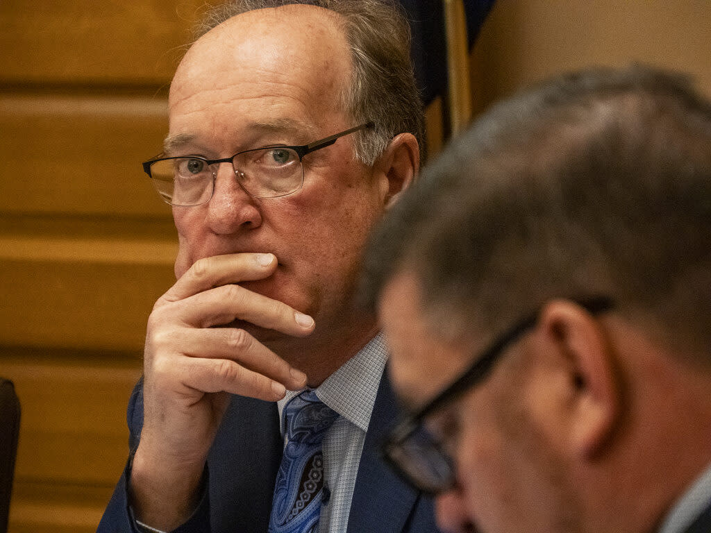 Sen. Jeff Longbine, R-Emporia, supported deletion from a House-Senate compromise bill the forced exit by the Kansas Public Employees Retirement System from investments in China and other countries viewed as adversaries of the United States. (Sherman Smith/Kansas Reflector)