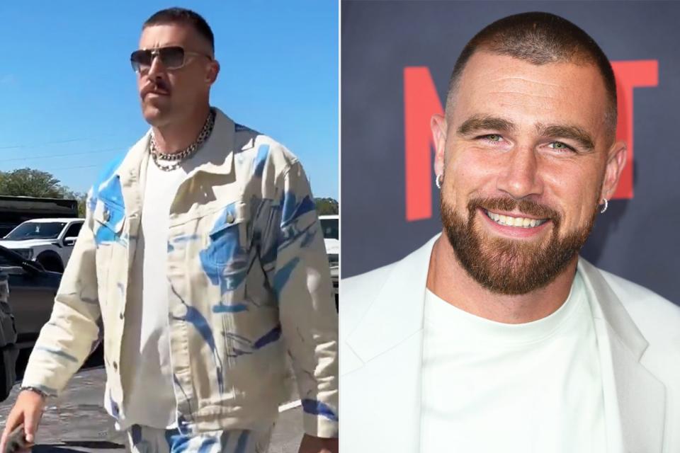 <p>Kansas City Chiefs/X; Steve Granitz/FilmMagic</p> Designer behind Travis Kelce