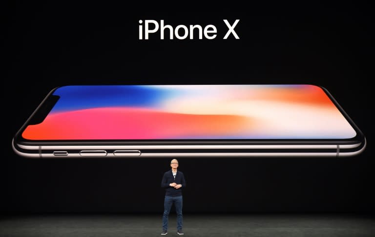 Apple CEO Tim Cook speaks about the new iPhone X during a media event at Apple's new headquarters in Cupertino, California