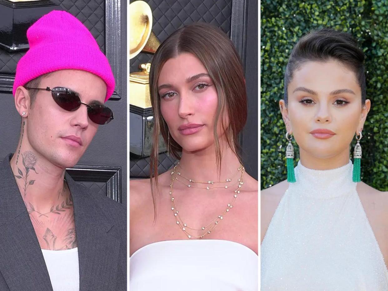 Justin Bieber, Hailey Bieber and Selena Gomez