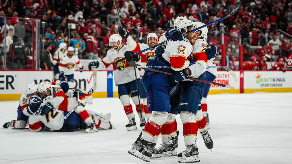 Matthew Tkachuk was the hero as the Panthers opened up the third round of the NHL playoffs in historic fashion. (Photo by Josh Lavallee/NHLI via Getty Images)