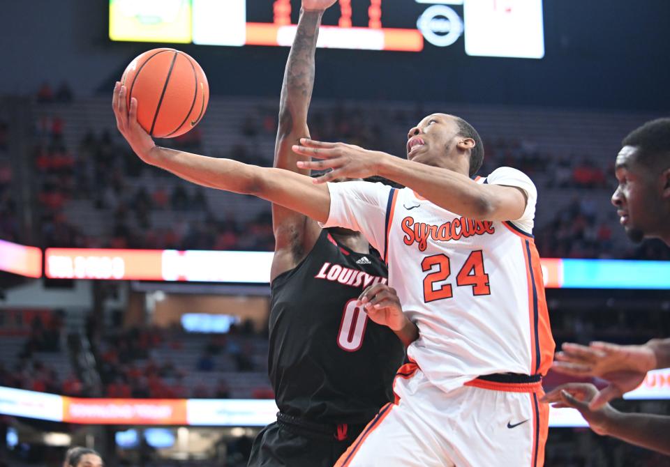 Syracuse Orange guard Quadir Copeland takes a shot against the Louisville Cardinals.