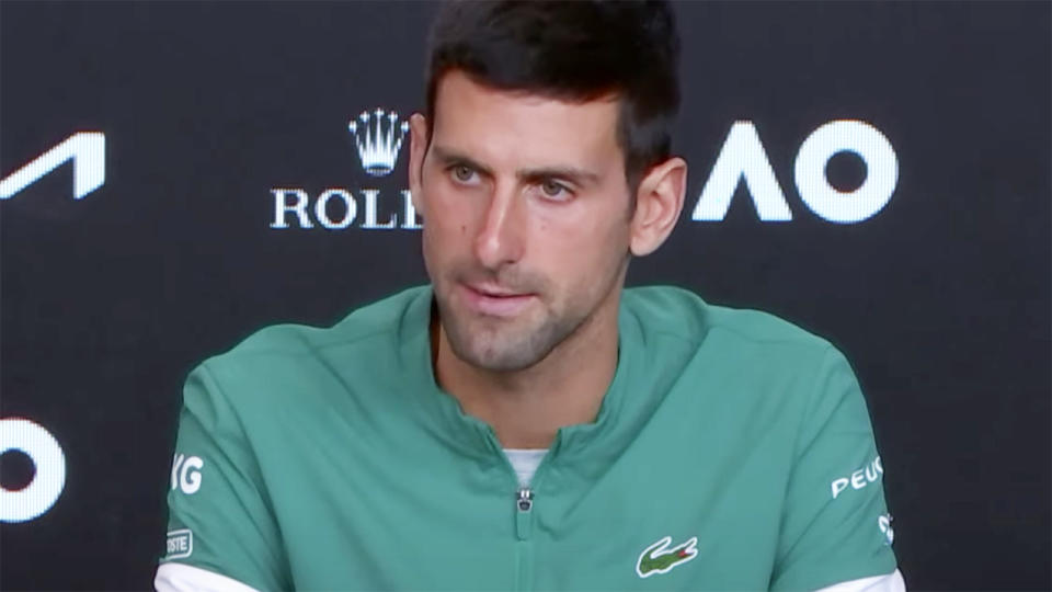 Novak Djokovic, pictured here after his semi-final victory at the Australian Open.