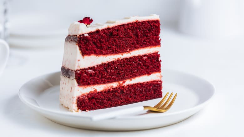 slice of red velvet cake