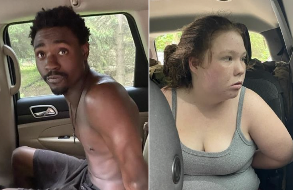 Adalyn Burkett, 18, and 22-year-old boyfriend Marquan Edwards were arrested after they drove out of state with two children she was babysitting (BCSO)