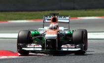 Force India's Paul Di Resta during qualifying at the Circuit de Catalunya, Barcelona.