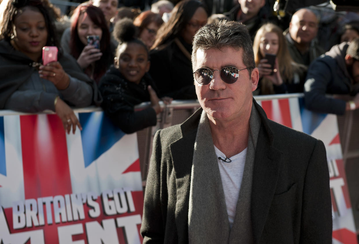 Britain's Got Talent judge Simon Cowell arrives for auditions at the Hammersmith Apollo in west London.   (Photo by Will Oliver/PA Images via Getty Images)