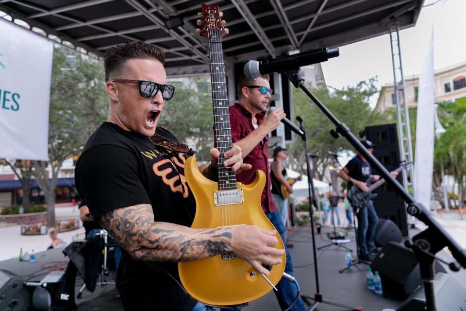 Guitarist Anthony Capp performs with 56 Ace during Clematis by Night on June 14, 2018. Clematis by Night was recently ranked third in the USA TODAY 10Best Readers' Choice poll for Best Outdoor Concert Series.