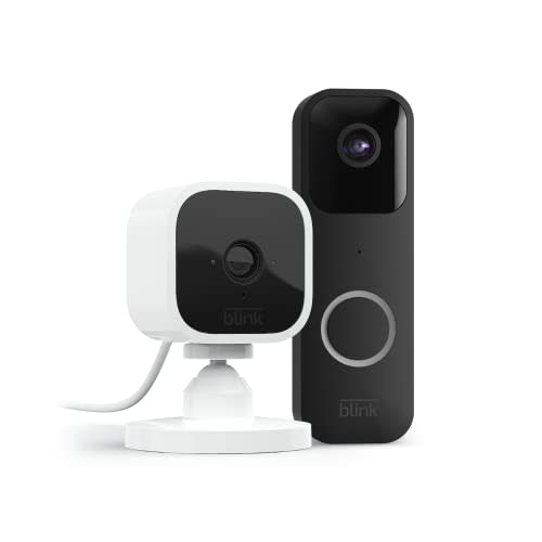 Blink Video Doorbell (Black) + Mini Camera (White) | Two-Way Audio, HD Video, Motion and Chime…