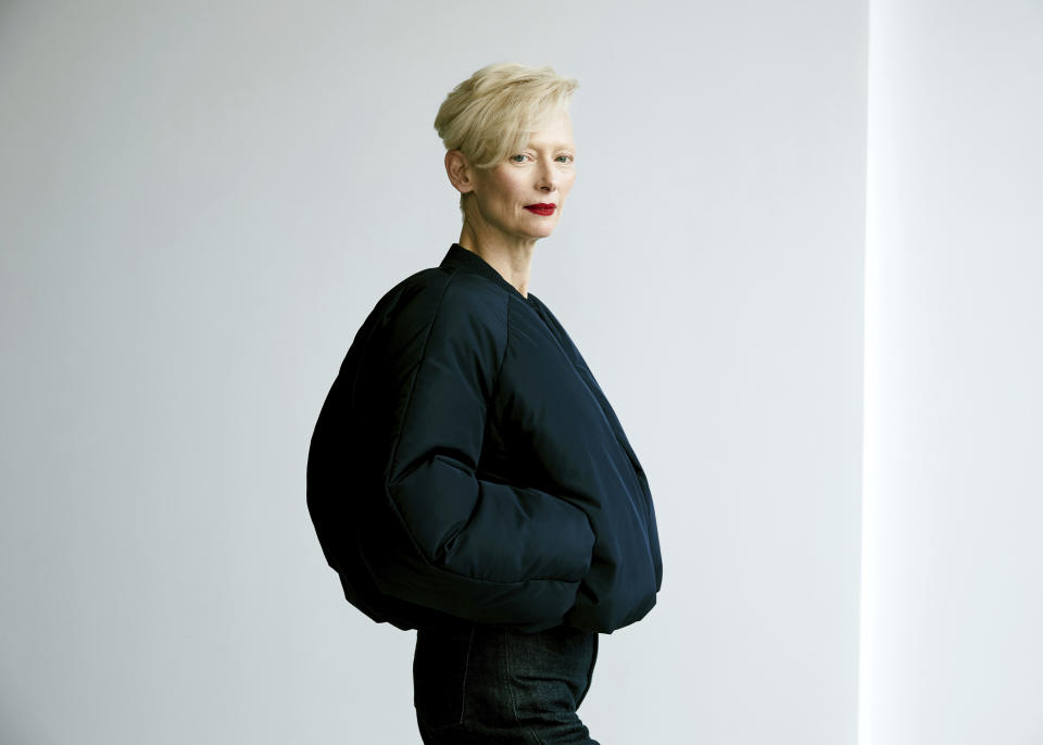 Tilda Swinton poses for a portrait to promote the film "Problemista" on Tuesday, Feb. 27, 2024, in New York. (Photo by Taylor Jewell/Invision/AP)