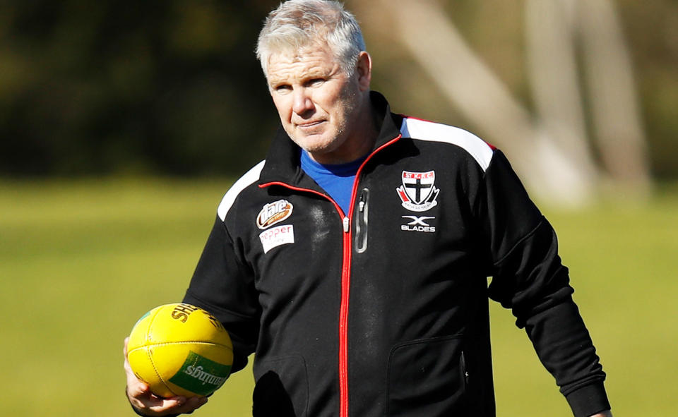 Danny Frawley, pictured here during a St Kilda training session in 2018.
