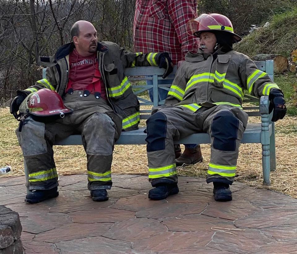 Jeremy Patterson and his father Ted Patterson, both volunteer firefighters for years at the Reno Fire Department in Washington County, inspired their nephew and grandson Spencer Crone, 23, to join late last year.