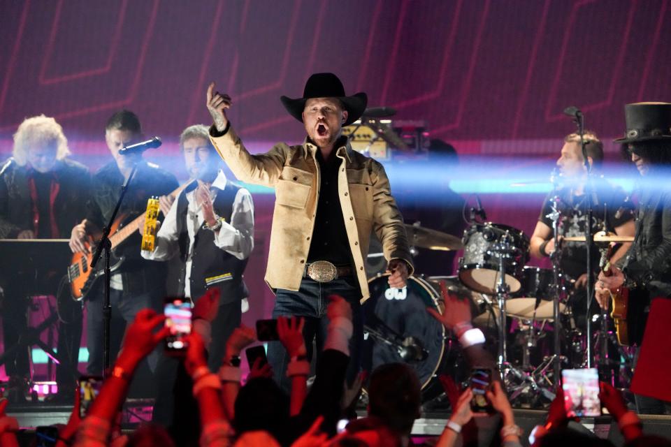 Cody Johnson performs at last year's CMT Awards in Austin.