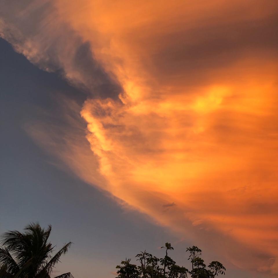 Clouds reflect off a bright sunset in 2020 as the Sahara dust moves near Satellite Beach, Florida.