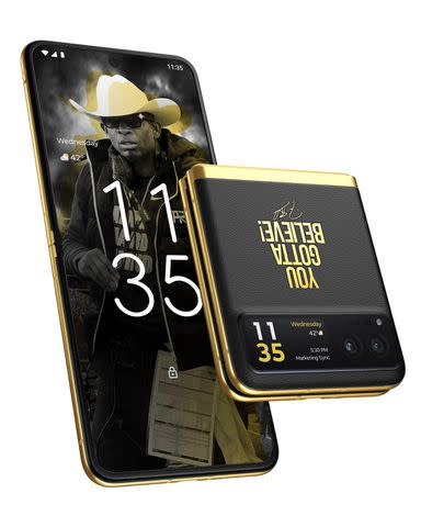 <p>Boost Mobile</p> Deion Sanders limited-edition phone for Boost Mobile partnership