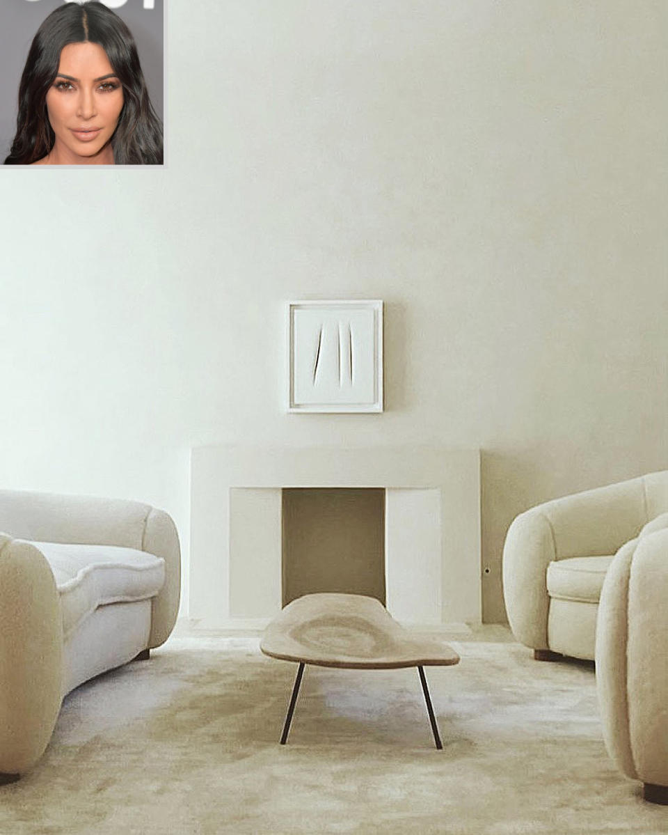 <p>"My fave room in my house," the <em>Keeping Up with the Kardashians</em> star captioned <a href="https://www.instagram.com/p/CP8W4EUgs2M/" rel="nofollow noopener" target="_blank" data-ylk="slk:this photo;elm:context_link;itc:0;sec:content-canvas" class="link ">this photo</a> of one of the living rooms in her <a href="https://people.com/home/kim-kardashian-and-kids-will-continue-to-live-in-60-million-mansion-she-shared-with-kanye-west/" rel="nofollow noopener" target="_blank" data-ylk="slk:notoriously minimalistic home in Hidden Hills;elm:context_link;itc:0;sec:content-canvas" class="link ">notoriously minimalistic home in Hidden Hills</a>, which she shared with Kanye West. </p>