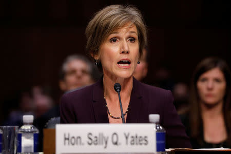 Former Acting Attorney General Sally Yates testifies about potential Russian interference in the presidential election before the Senate Judiciary Committee on Capitol Hill, Washington, D.C., U.S. May 8, 2017. REUTERS/Aaron P. Bernstein