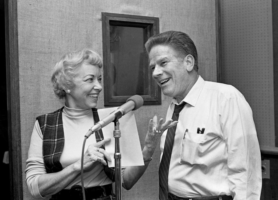 Songwriter Hank Fort, left, and singer Snookie Lanson goes over an updated version of her “Nashville Is Such a Friendly Place,” which she wrote in 1949, during recording in the Acuff-Rose studios April 1, 1969 for the Nashville Area Chamber of Commerce. Lanson had first sang the song 20 years ago.