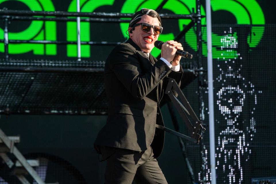 Maynard James Keenan, of Puscifer, performs at the Bonnaroo Music and Arts Festival on Sunday, June 19, 2022, in Manchester, Tenn. (Photo by Amy Harris/Invision/AP) ORG XMIT: TNAH119