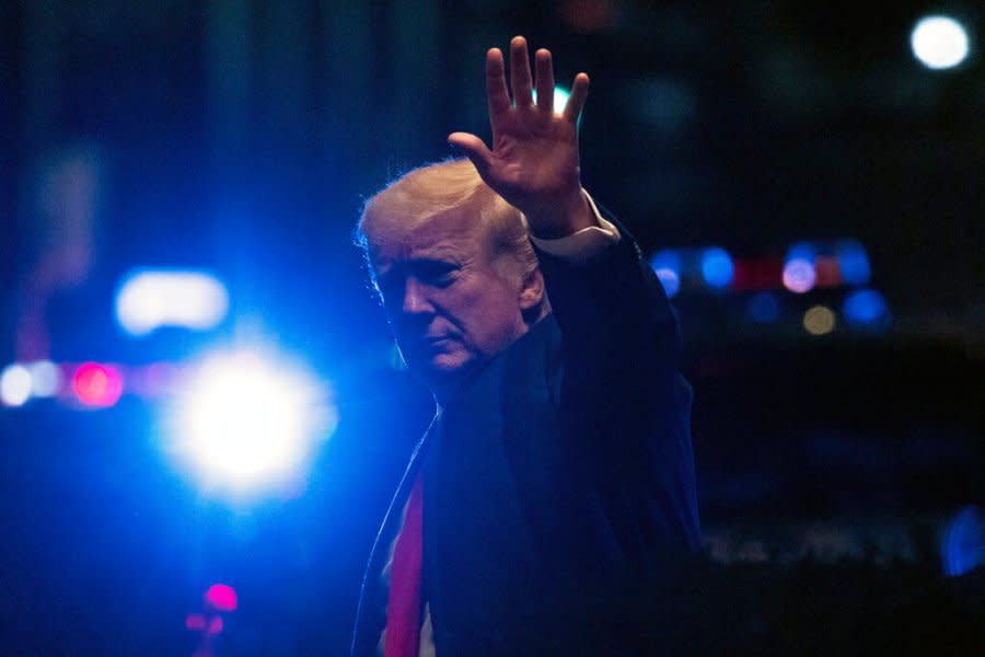 Former President Donald Trump arrives at Trump Tower, late Tuesday, Aug. 9, 2022, in New York. (AP Photo/Yuki Iwamura)