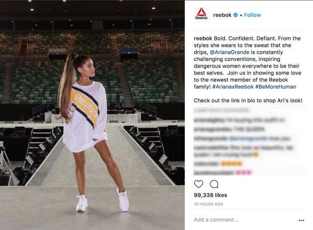 Ariana the new face of Reebok