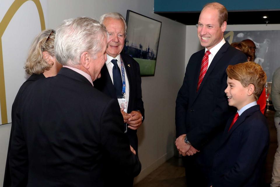 <p>Henry Browne - World Rugby/World Rugby via Getty</p> Prince William and Prince George at the Rugby World Cup on Oct. 14, 2023