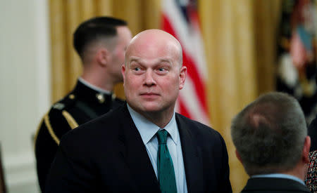 FILE PHOTO: Acting U.S. Attorney General Matthew Whitaker attends a ceremony as President Donald Trump awards the 2018 Presidential Medals of Freedom in the East Room of the White House in Washington, U.S. November 16, 2018. REUTERS/Leah Millis/File Photo