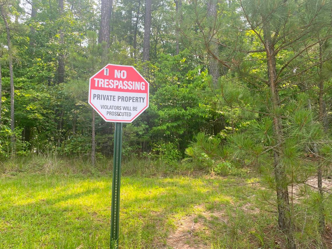 No Trespassing sign near the planned site of Apple’s Research Triangle Park campus.
