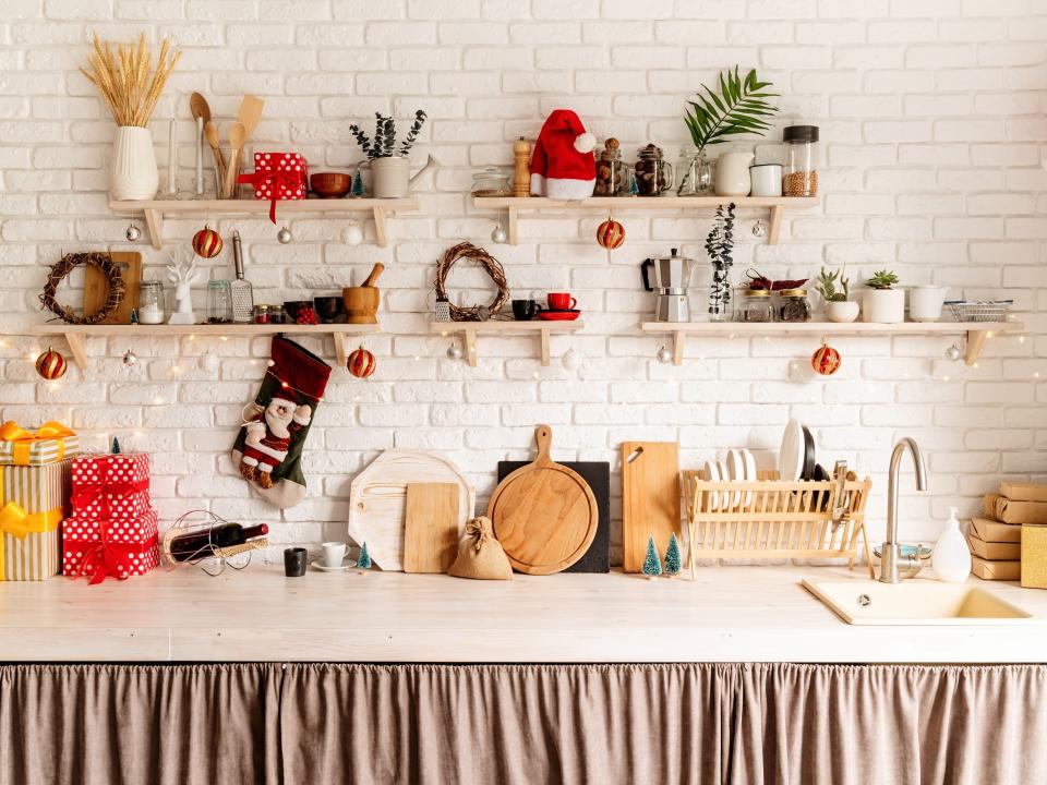 Christmas kitchen interior design front view