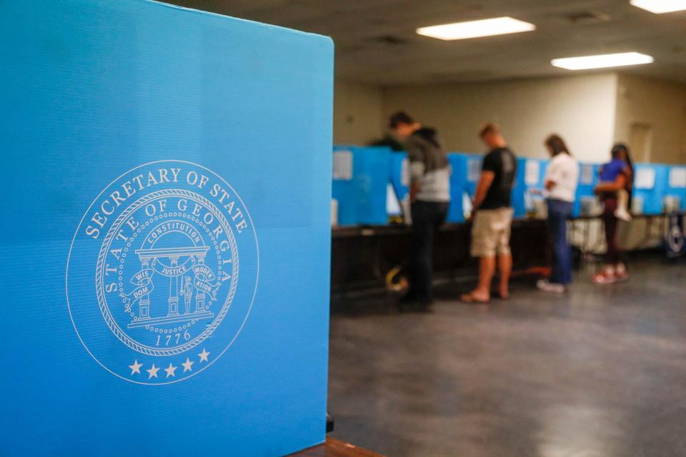 Voters cast their ballots on Tuesday November 8, 2022 at the Progressive Recreation Center in Garden City, Georgia.