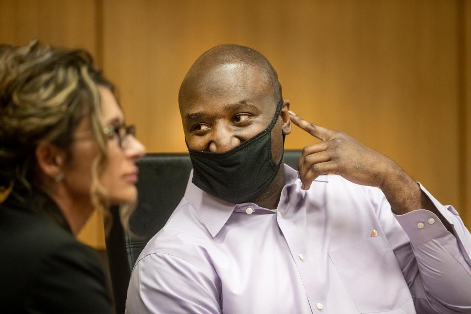 Marcelle Waldon wore a mask in court on Tuesday when the jury was present. One  juror asked the judge if the mask could be removed so she could judge Waldon's demeanor during testimony. The judge denied the request, saying that by law, the jury is not allowed to consider the defendant's appearance or demeanor unless he takes the witness stand.
