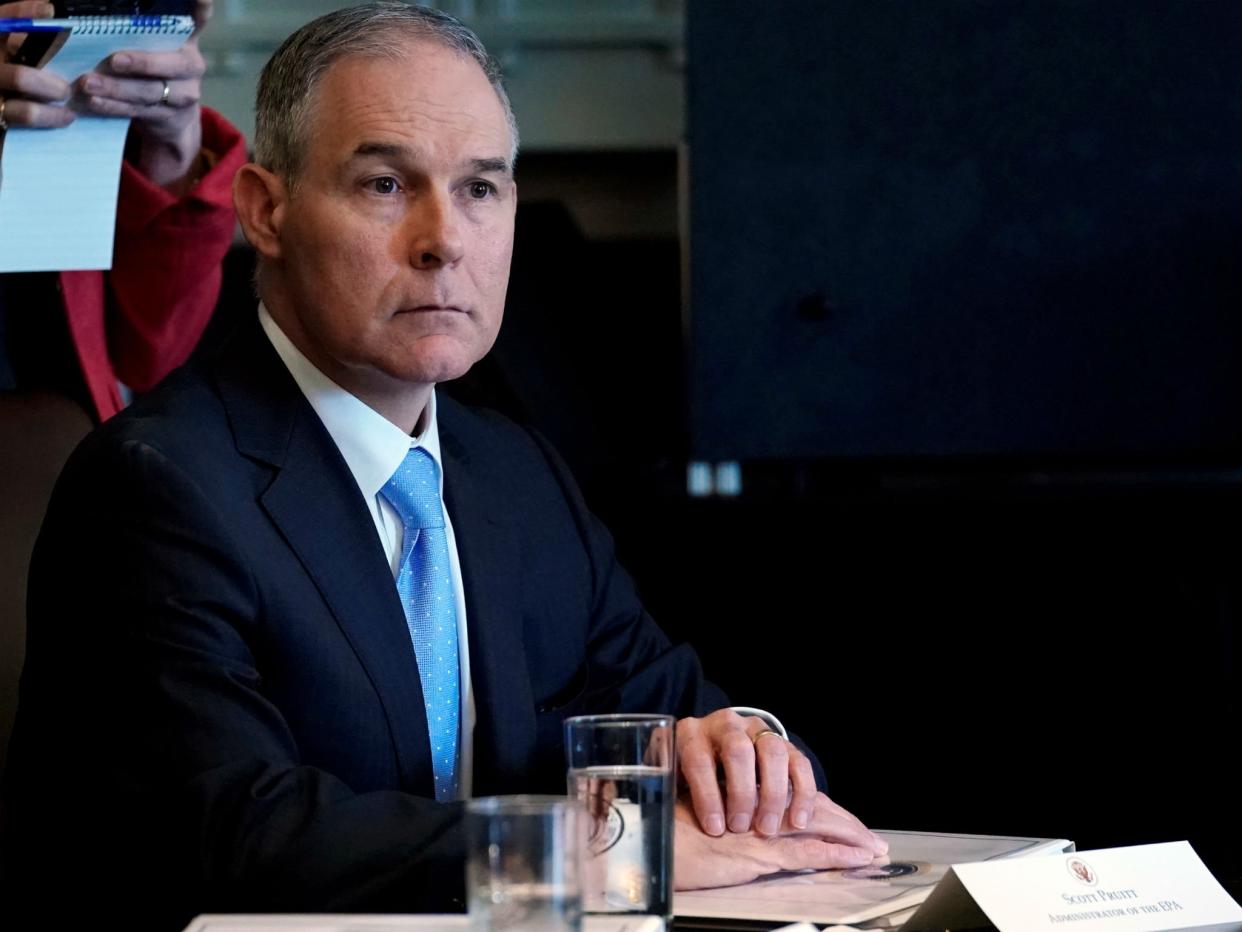 US Environmental Protection Agency administrator Scott Pruitt listens at a cabinet meeting at the White House: REUTERS/Kevin Lamarque