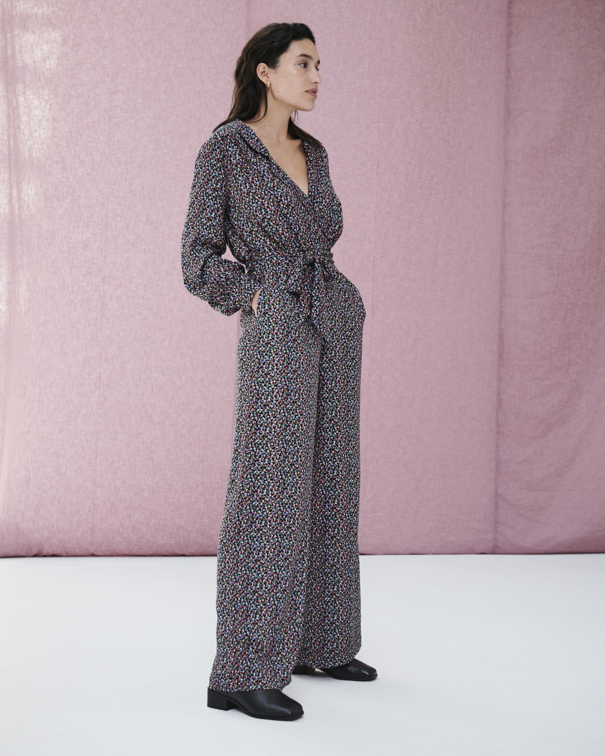 The new M&S x Ghost collection includes printed jumpsuits, wide leg trousers, as well as midi and mini dresses. (Marks and Spencer)